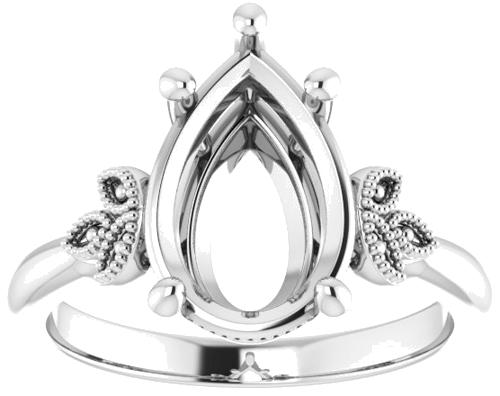Sužadėtuvių Žiedas „Solitaire“ 14k white gold Pear 12mm x 8mm (3)