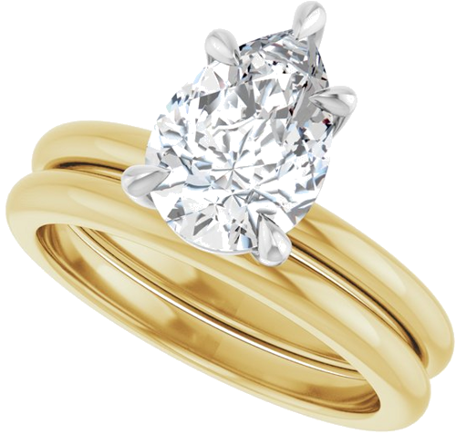 Sužadėtuvių Žiedas „Claw-Prong“ 14k yellow/white gold Pear 10mm x 7mm (10)