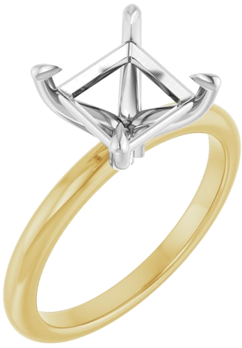 Sužadėtuvių Žiedas „Claw-Prong“ 14k yellow/white gold Square 7mm (1)