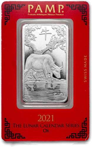 1 oz Серебряный слиток Год Быка 2020 PAMP (1)