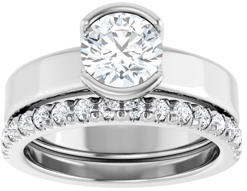 Sužadėtuvių Žiedas „Half-Bezel Solitaire“ 14k white gold Round 6.5mm (8)