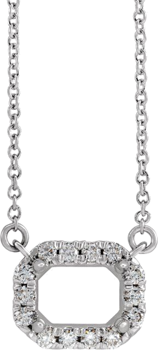 14K White 5x3 mm Emerald 1 8 CTW Natural Diamond Semi-Set Halo-Style 18  Necklace (1)