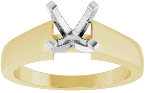 14K Yellow White 7 mm Round Solitaire Engagement Ring Mounting (3)