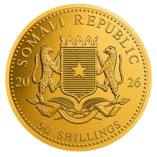 1/25 oz Слон 2026 Сомалия златна монета (2)