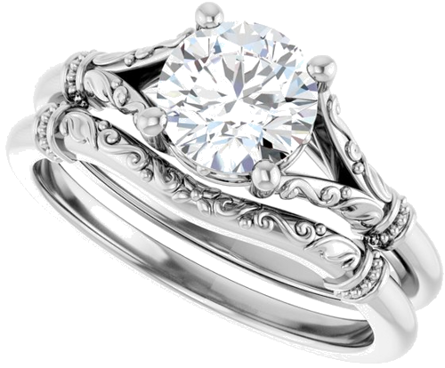 14K White 6.5 mm Round Solitaire Engagement Ring Mounting (10)