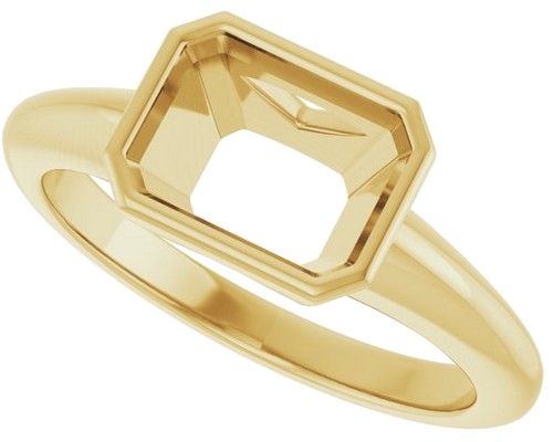 Sužadėtuvių Žiedas „Bezel-Set Solitaire“ 14k yellow gold Emerald 8mm x 6mm (5)