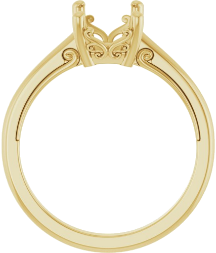 Sužadėtuvių Žiedas „Solitaire Vintage-Inspired Scroll“ 14k yellow gold Emerald 8mm x 6mm (2)