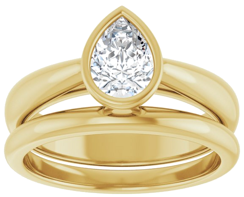 Sužadėtuvių Žiedas „Bezel-Set Solitaire“ 14k yellow gold Pear 7mm x 5mm (8)