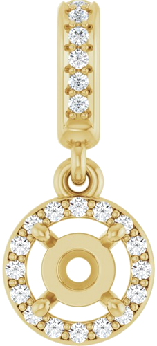 Pakabukas „Halo-Style“ 14k yellow gold Round 4.8mm (1)
