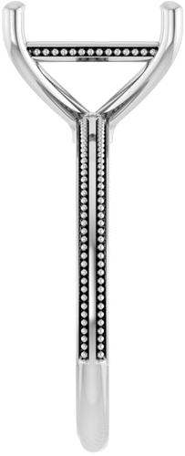 Sužadėtuvių Žiedas „Solitaire Milgrain“ 14k white gold Emerald 10mm x 8mm (4)