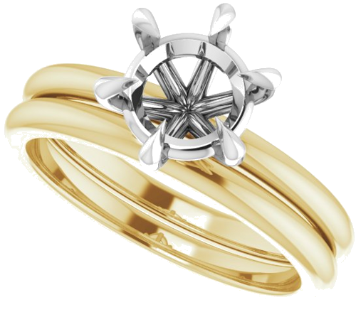 Sužadėtuvių Žiedas „Claw-Prong“ 14k yellow/white gold Round 7.4mm (10)