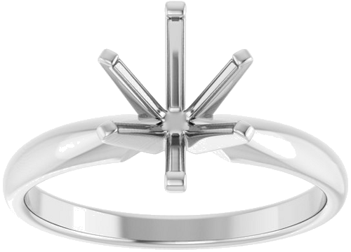 14K White 9 x 7 mm Oval Solitaire Engagement Ring Mounting (3)