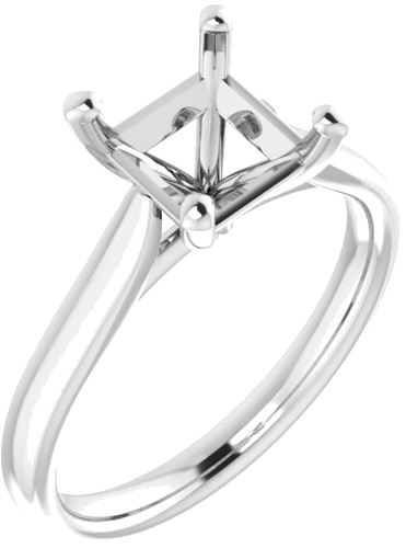 14K White 6.5 mm Square Engagement Ring Mounting (1)