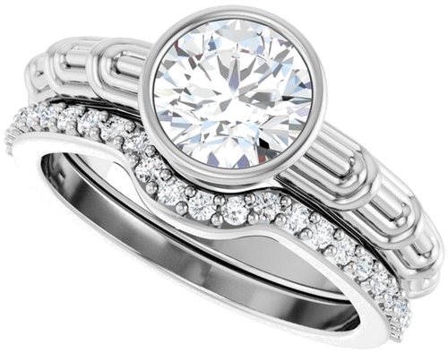 Sužadėtuvių Žiedas „Solitaire“ 585 Baltojo Aukso Round 7.4mm (10)