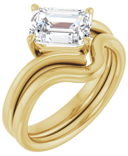 Sužadėtuvių Žiedas „Solitaire Bypass“ 14k yellow gold Emerald 8mm x 6mm (6)