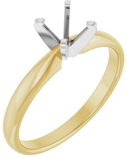 14K Yellow White 5.4-5.7 mm Round Solitaire Engagement Ring Mounting (1)