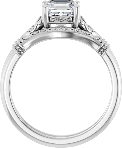 Sužadėtuvių Žiedas „Sculptural“ 14k white gold Asscher 6mm (7)