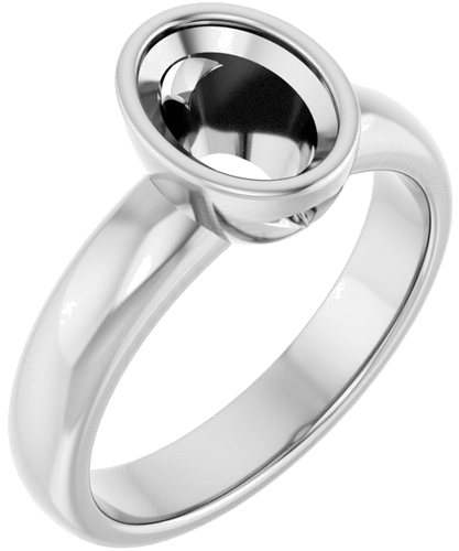 Sužadėtuvių Žiedas „Bezel-Set Solitaire“ 14k white gold Oval 8mm x 6mm (1)