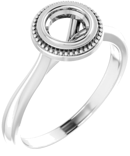 Sužadėtuvių Žiedas „Bezel-Set Solitaire Milgrain“ 14k white gold Round 5.2mm (1)