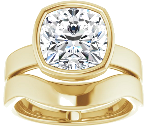 18K Yellow 9 mm Cushion Solitaire Engagement Ring Mounting (8)