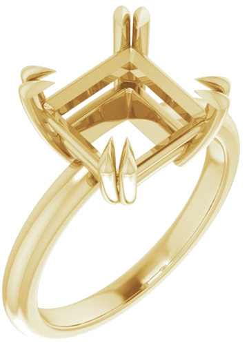 Sužadėtuvių Žiedas „Double Claw-Prong Solitaire“ 14k yellow gold Square 9mm (1)