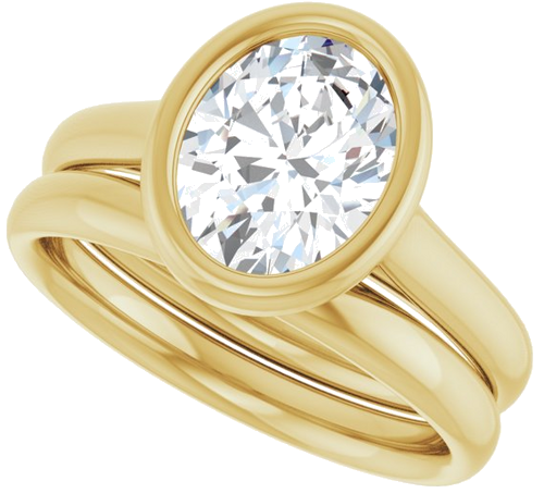 Sužadėtuvių Žiedas „Bezel-Set Solitaire“ 10k yellow gold Oval 9mm x 7mm (10)
