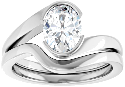 Sužadėtuvių Žiedas „Half-Bezel Solitaire“ 14k white gold Oval 8mm x 6mm (8)
