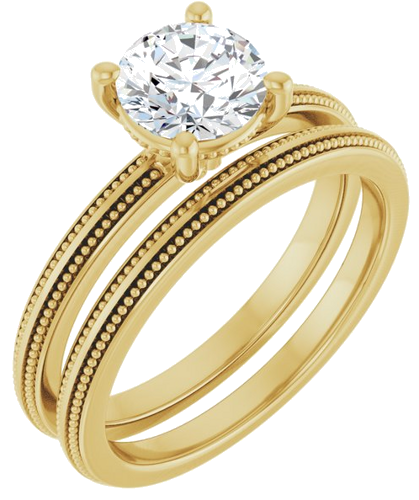 Sužadėtuvių Žiedas „Solitaire Milgrain“ 14k yellow gold Round 6.5mm (6)