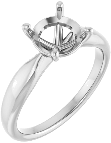 14K White  8 mm Round Solitaire Engagement Ring Mounting (1)