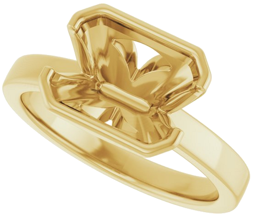 Sužadėtuvių Žiedas „Half-Bezel Solitaire“ 14k yellow gold Emerald 9mm x 7mm (5)