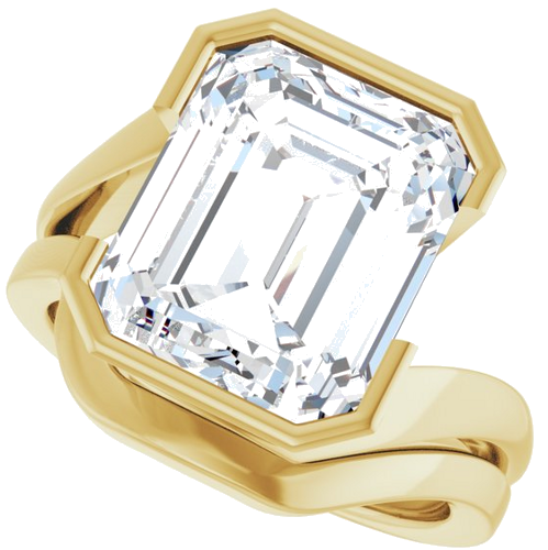 Sužadėtuvių Žiedas „Half-Bezel Solitaire“ 10k yellow gold Emerald 12mm x 10mm (10)