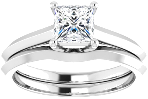 Sužadėtuvių Žiedas „Claw-Prong“ 14k white gold Square 5mm (8)