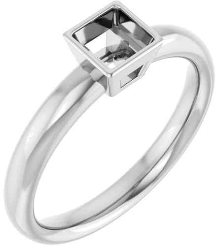 Sužadėtuvių Žiedas „Bezel-Set Solitaire“ 14k white gold Square 4mm (1)