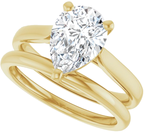 Sužadėtuvių Žiedas „Solitaire“ 585 Geltonojo Aukso Pear Shape 10mm x 7mm (10)