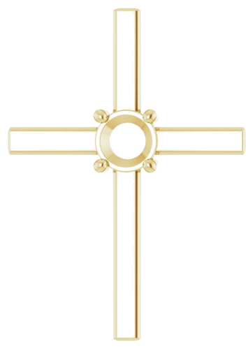 Pakabukas „Solitaire Cross“ 10k yellow gold Round 6mm (1)