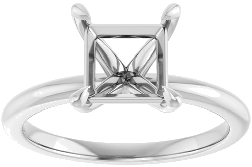 Sužadėtuvių Žiedas „Claw-Prong“ 14k white gold Square 6.5mm (3)