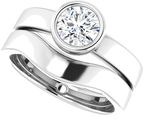 Sužadėtuvių Žiedas „Bezel-Set Solitaire“ 14k white gold Round 5.8mm (10)