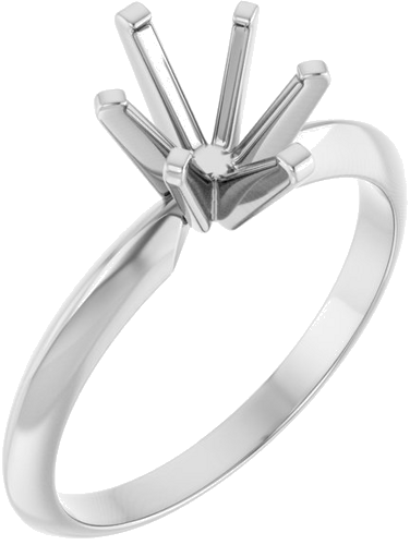 14K White 8x6 mm Oval 6-Prong Solitaire Engagement Ring Mounting (1)