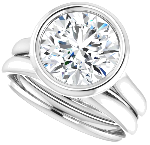 Sužadėtuvių Žiedas „Bezel-Set Solitaire“ 14k white gold Round 9.4mm (10)