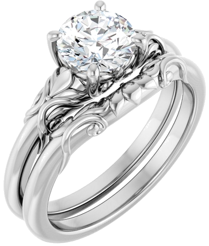 Sužadėtuvių Žiedas „Solitaire“ 14k white gold Round 6.5mm (6)