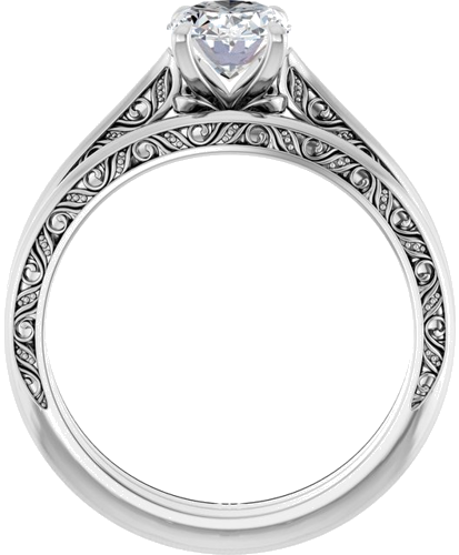Sužadėtuvių Žiedas „Solitaire Sculptural“ 950 Platinos Oval 8mm x 6mm (7)