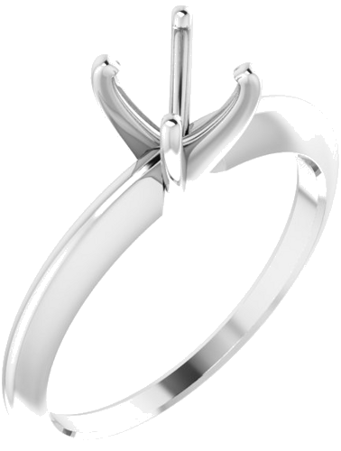 14K White 5.7-6 mm Round 4-Prong Comfort-fit Solitaire Ring Mounting (1)