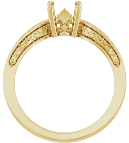 Sužadėtuvių Žiedas „Solitaire Floral“ 14k yellow gold Oval 8mm x 6mm (2)