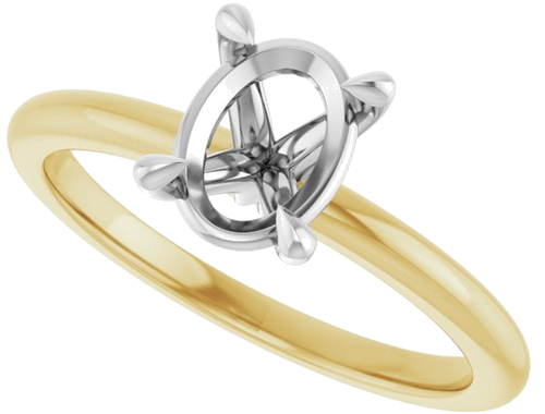 Sužadėtuvių Žiedas 585 Baltojo Ir Geltonojo Aukso Oval 8mm x 6mm (5)