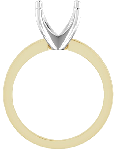 14K Yellow White 10x8 mm Emerald Solitaire Engagement Ring Mounting (2)