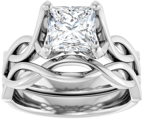 Sužadėtuvių Žiedas „Solitaire Rope“ 14k white gold Square 6.5mm (8)