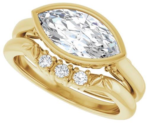 Sužadėtuvių Žiedas „Bezel-Set“ 14k yellow gold Marquise 12mm x 6mm (10)