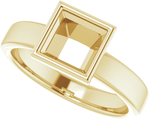Sužadėtuvių Žiedas „Bezel-Set Solitaire“ 14k yellow gold Square 6mm (5)