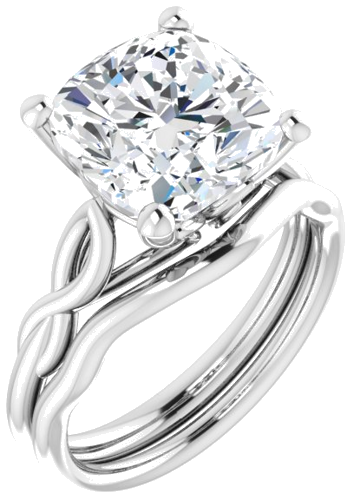 Sužadėtuvių Žiedas „Solitaire Sculptural“ 14k white gold Cushion 10mm (6)