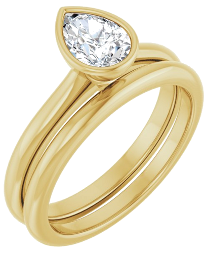 Sužadėtuvių Žiedas „Bezel-Set Solitaire“ 14k yellow gold Pear 7mm x 5mm (6)